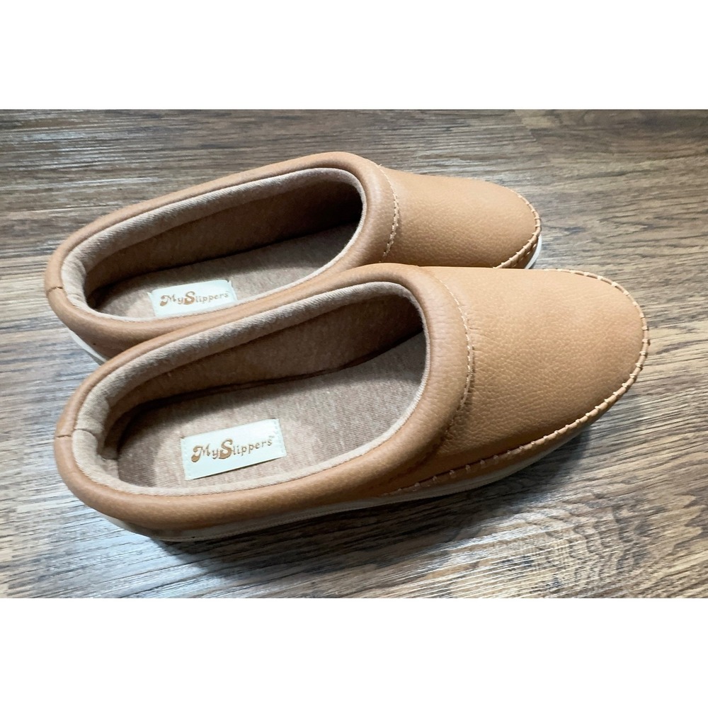 My Pillow My Slippers Leather Slip on‎ Memory Foam Moccasins Shoes Mens 9 Tan